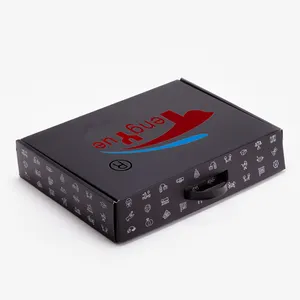 Premium Custom Black Color Corrugated Paper Shipping Paper Boxes With Plastic Handle