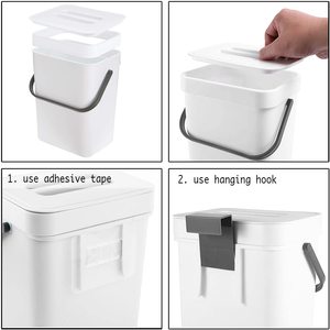 Cubo de Basura de Pared con Tapa Plegable y Diseño que Ahorra Espacio para Puertas de Armarios de Cocina, Baño u Oficina - Product Image 6