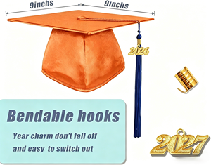Ensemble de Robe de Remise de Diplôme en Polyester Tricoté Noir Brillant Personnalisé 2026 avec Toque et Pompon pour la Remise des Diplômes du Collège et du Lycée - Product Image 3