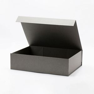 Boîtes cadeaux rigides écologiques de luxe de couleur grise avec couvercle magnétique et ruban - Product Image 5