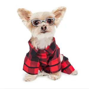 Dog Pajamas 100% Cotton Flannel Bulldog Fleece Plaid Lapel Matching Family Quality Wholesales Pajamas For Dogs