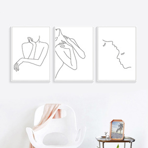 Decoración de Pared Nórdica, Arte Abstracto Figurativo, Siluetas de Mujeres en Perfil Lateral, Retrato, Pintura Facial - Product Image 2