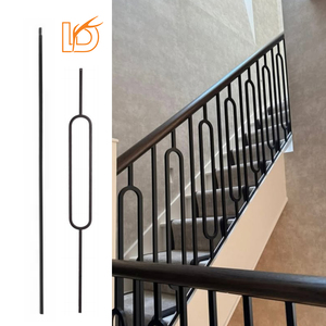 Balustrade moderne en <span class=keywords><strong>fer</strong></span> <span class=keywords><strong>forgé</strong></span> de 1/2 pouces, garde-corps carré noir uni pour décoration d'escalier intérieur - Product Image 4