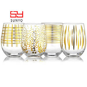 SUNYO HGCH Juego de 4 Copas de Vino sin Tallo con Puntos Dorados, Copas Grandes para Beber, Ideales para Bodas, Fiestas y el Hogar - Product Image 2