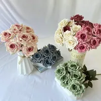Kunstbloemen Moderne Zijden Diamanten Rozenboeket Bruidsboeket Feestdecoratie Buiten/Binnen Decoratie Simulatie Pollen
