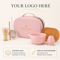 Kits de mélange de matcha de haute qualité, écologiques, rose, OEM, ensemble cadeau de 6 pièces, ensemble de thé matcha