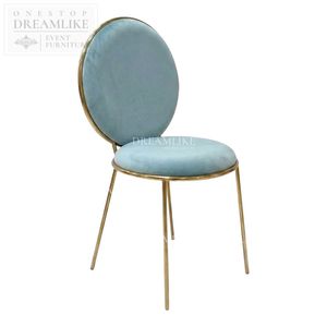 Sedia da Pranzo di Alta Gamma in Velluto Blu <span class=keywords><strong>con</strong></span> Gambe in Acciaio Dorato, Seduta Imbottita per Feste, Banchetti e Hotel, Ordinabile su Pallet - Product Image 3