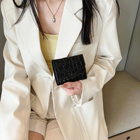 Dompet Wanita Mewah Berkilau Kulit Buaya Mini PU Dompet Kulit PU Penjepit Uang Wanita Tempat Kartu Kredit Berhias Batu
