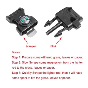 Pulsera <span class=keywords><strong>de</strong></span> nailon para exteriores con brillo nocturno, resistente al agua y a los golpes, con iniciador <span class=keywords><strong>de</strong></span> fuego <span class=keywords><strong>de</strong></span> 5/<span class=keywords><strong>8</strong></span> pulgadas, brújula, rascador <span class=keywords><strong>de</strong></span> pedernal, silbato y puntero. - Product Image 4