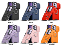 Étui de téléphone antichoc rotatif robuste pour Redmi 15C A5 Note 14 13 Pro avec support magnétique pour appareil photo coulissant