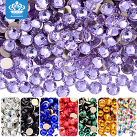1440 pièces de strass non thermocollants SS3-SS30, pierres en verre de qualité supérieure, dorées, à dos plat, pour le nail art et les vêtements