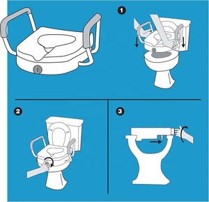 MSMT HDPE Portable <strong>Raised</strong> Bathroom <strong>Toilet</strong> <strong>Seat</strong> <strong>with</strong> 5\" <strong>Handle</strong> Arm <strong>Toilet</strong> Riser Lift <strong>Seat</strong> for Most <strong>Toilets</strong> Handicap Accessible - Product Image 6