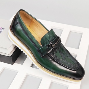 Men's Casual Slip-on Loafer Leather Shoes Custom-Made Full-Grain Genuine Leather with Breathable <b>Insole</b> Soft and Comfortable - Product Image 2