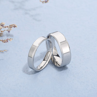 Nouvelle bague en acier inoxydable 4/6 mm à double biseau, finition miroir lisse, unisexe, pour couple, mariage, fiançailles, anniversaire, cadeau