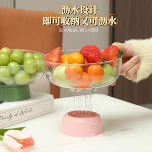 Juego de platos para frutas de plástico multifunción con escurridor, combo verde y rosa para uso en la cocina - Product Image 4