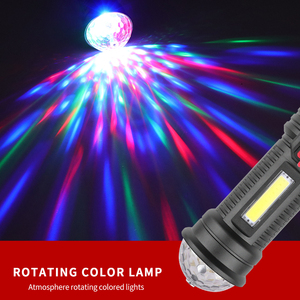 Ánh sáng màu sắc LED COB ngọn đuốc ánh sáng 18650 pin Sạc đèn pin ABS vật liệu có thể sạc lại ngọn đuốc - Product Image 6