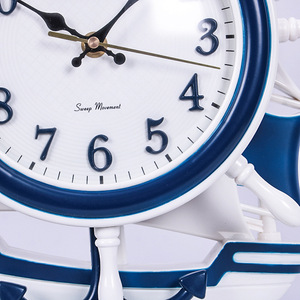 Haizhixing Ship Wheel Desk <b>Clock</b> Blue White Nautical Design For Home Office Decor - Product Image 4