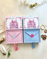 Boîte d'invitation d'anniversaire en velours de luxe, personnalisée avec nom en feuille rose, monogramme, enveloppe, ensemble d'invitations en acrylique pour fête d'anniversaire d'enfants