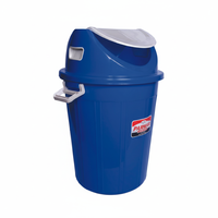 Poubelle à couvercle pivotant en polypropylène bleu moderne de bonne qualité, 21 à 25 litres, avec poignée, écologique, facile à nettoyer, pour la maison, le bureau, l'hôpital