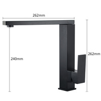 Robinet de lavabo de salle de bain moderne noir mat à poignée unique en acier inoxydable avec cartouche céramique