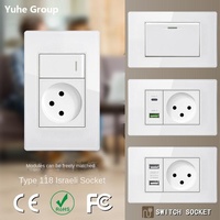 Interrupteur mural avec prise, verre trempé à quatre couleurs, tactile, durable, installation facile, charge rapide USB type C, indice de protection IP21, 16A