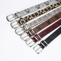 Ceinture pour femme à double anneau, imprimé léopard, jeans décontractés, ceinture pour femme, nouvelle collection vintage