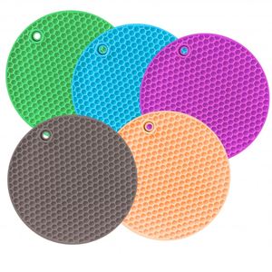 Posavasos Redondos de Silicona, Protectores de Cocina, Aislantes del Calor para Ollas y Platos, Diseño de Panal, Reutilizables, para Mesa - Product Image 3
