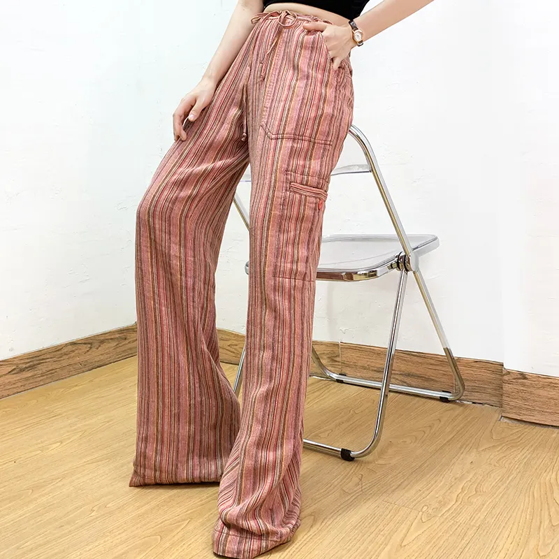 Wholesale New Large Size Loose Cotton Linen Fringe Geometry Ladies Pants For Women Casual Women'S Pants