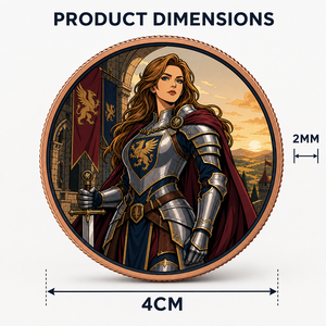 Pièce de collection médiévale en cuivre fin .999 de 1 oz, représentant une chevalière, portrait de guerrier de château personnalisé, médaille commémorative, vente en gros - Product Image 5