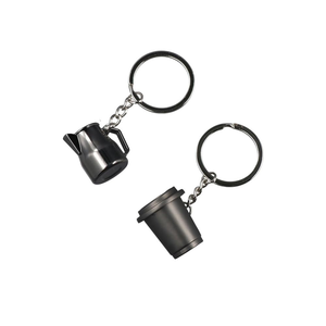 Porte-clés personnalisé en alliage d'aluminium 3D de haute qualité avec logo sur mesure, cadeau promotionnel gravé, mini porte-clés café, en stock - Product Image 3