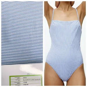 XA066 Stripe Seersucker Knitted Fabric Jacquard For Swimwear Bikini Swimsuits Custom Bubble Fabric Swim Activewear Shorts