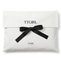 Pochette enveloppe en mousseline de coton biologique avec ruban, logo personnalisé imprimé, sacs à poussière pour vêtements en coton calicot naturel avec rabat