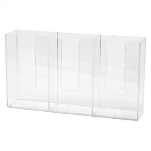透明丙烯酸壁挂式3手套箱支架，带三个储物箱