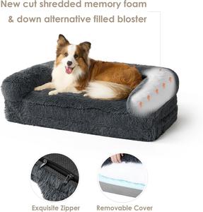 Faltbares Rechteck Luxus Katzen bett Cave & <span class=keywords><strong>Dog</strong></span> Raised Pet Couch Bett mit ortho pä dischem Memory Foam Beruhigender rutsch fester Boden - Product Image 4