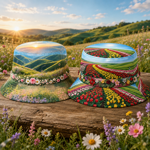 Sombrero de Pescador Personalizado con Diseño Floral, Ala Ancha, Protección Solar, Forro de Malla, Unisex, para Viajes, Pesca y Verano - Product Image 1