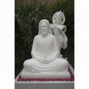 Estatua de la Divinidad Kriya de Jesucristo en Mármol Blanco Hecha a Mano, Escultura Tradicional India Pulida a Mano para Interiores, Jardín o Templo - Product Image 1
