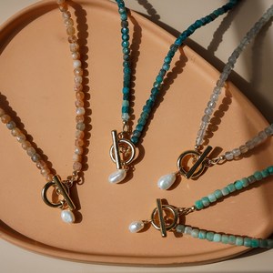 Zooying, collar de cuentas cortadas con azúcar de cubo de piedra Natural de 4MM, colgante de perlas de agua dulce, collar de acero inoxidable para mujer, regalo de fiesta - Product Image 1