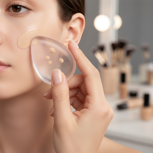 Houppette en silicone pur transparente et souple comme de la gelée, ne retient pas la poudre et est facile à <span class=keywords><strong>nettoyer</strong></span> - Product Image 1