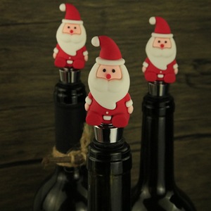 Christmas Santa Claus Wine Bottle Stopper Silicone Red Green Yellow Orange Pink Rose Red Simple Style - Product Image 4