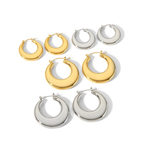 Pendientes de Aro Geométricos en Forma de U, Acero Inoxidable Chapado en Oro de 18K, Joyería de Moda para Mujer - Product Image 5