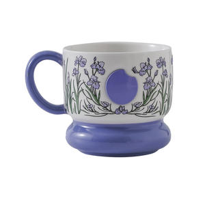 Tasse en céramique irisée violette avec poignée, motif floral, pour thé ou café, idéale pour la maison, le bureau ou comme cadeau, tasse individuelle - Product Image 4