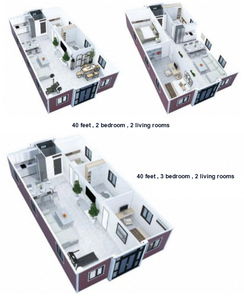 Hoogwaardige luxe <span class=keywords><strong>10FT</strong></span> 20FT 30FT 40FT lichtstalen waterdichte geïsoleerde geluidsdichte orkaanbestendige opvouwbare uitklapbare buitenverblijven - Product Image 5