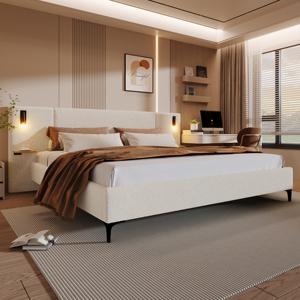 Luxury Large <b>Queen</b> <b>Size</b> <b>Bed</b> Double <b>Bed</b> Bedroom Furniture Upholstered Wooden Frame Modern Design for Living Room - Product Image 2