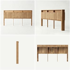 Cabecero de Madera SENYU con Estantes de Almacenamiento, Tamaño Queen, Estilo Rústico, Diseño Acanalado, Estructura de Cama, Muebles de Dormitorio - Product Image 6