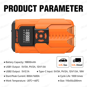Démarreur de voiture 4 en 1 18800mAh avec câble intelligent 6.0L essence 5.0L <span class=keywords><strong>diesel</strong></span> - Product Image 2