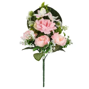 Artificial 5 Headed Fan-shaped Flower Cheap Funeral Decorative Artificial Flowers For Graves