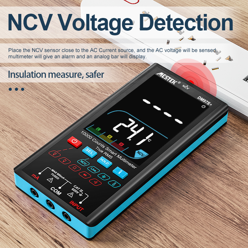 Mestek Digital Multi Meter Temperature Measure 9999 Counts AC DC Current Voltage Resistance Capacitance NCV Ture RMS Multimeter