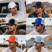 Casquette de baseball ajustable haut de gamme avec logo personnalisé en cuir, 6 panneaux, maille, style camionneur, pour entreprise