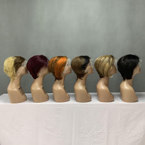 <b>Pixie</b> Cut Straight 12A Grade 13*4 Frontal Lace Hair <b>Wig</b> 8 Inches Adjustable Size to Fit All Head Circumferences - Product Image 4