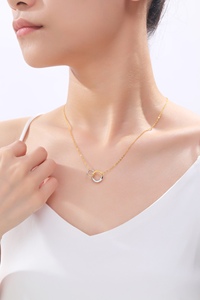 Collar llamativo de Plata de Ley 925 de joyería fina de Ciudad de plata para damas colgante chapado en oro de 18 quilates con cierre de anillo de moda - Product Image 6